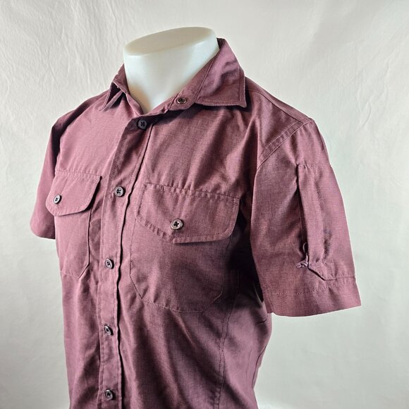 Vertx Tactical Shirt Mens Small Snap Button Front Shirt Burgundy Utility Stretch - Picture 4 of 8